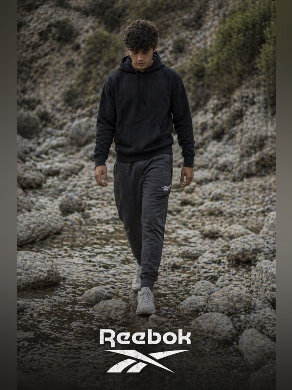 Reebok Men's Dark Gray Joggers with Logo